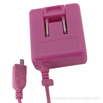 Mobile Phone Charger with 100-240V AC, 50/60Hz Input, 5V DC, 1A Output and Folding-plug